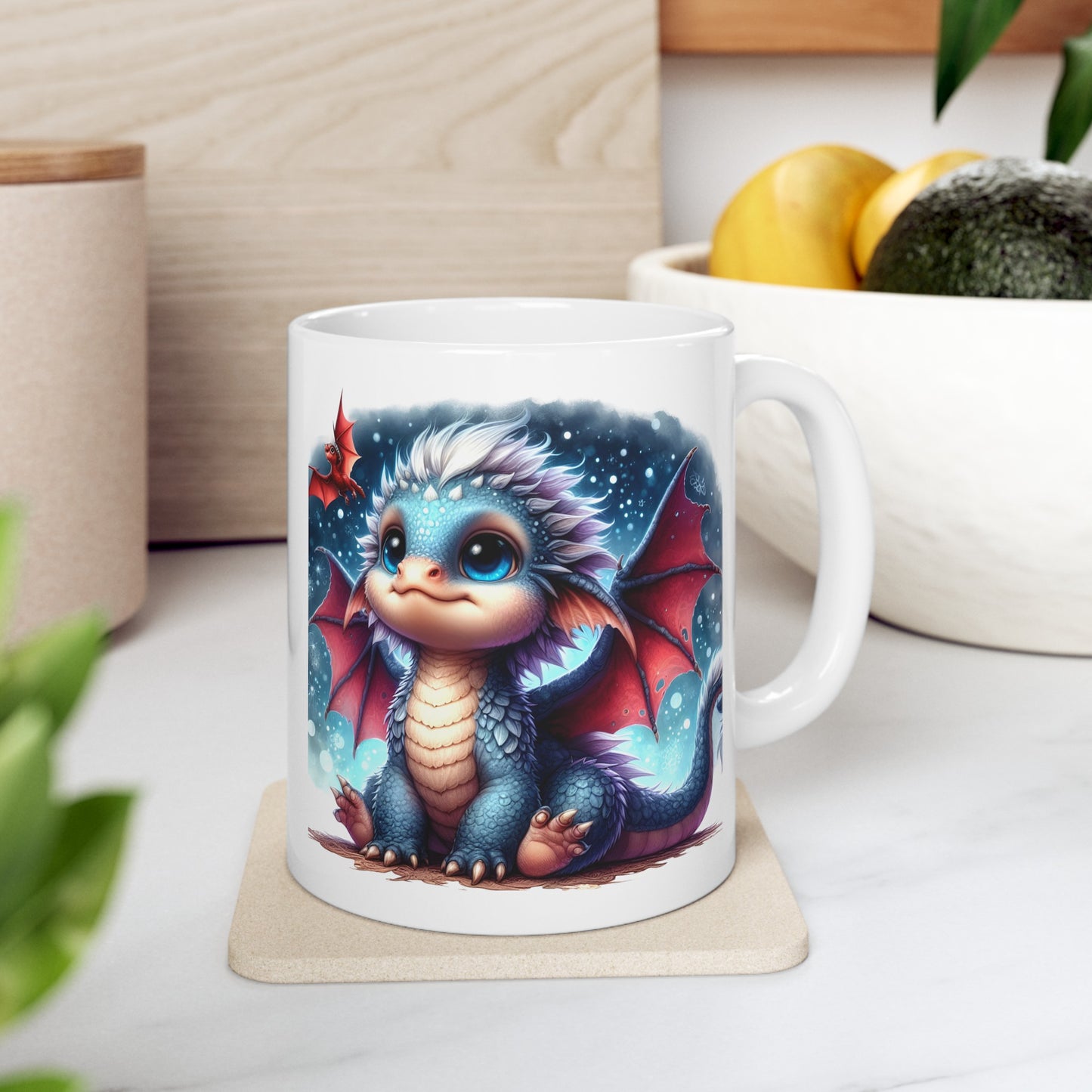 Baby Dragon Coffee Mug - Colorful Fantasy Art Cup, 11oz and 15 oz sizes - Perfect Gift for Dragon Lovers