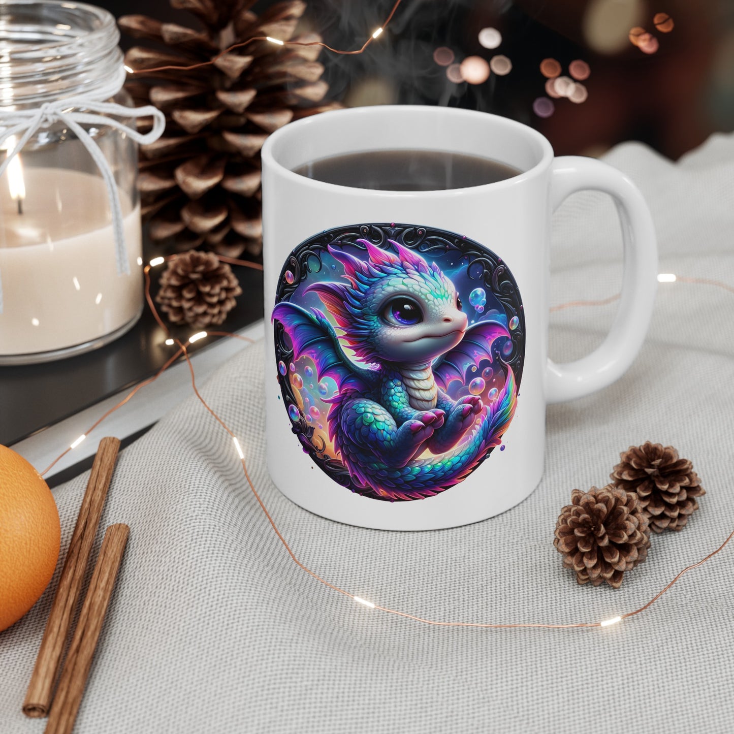 Baby Dragon Coffee Mug - Colorful Fantasy Art Cup, 11oz and 15 oz sizes - Perfect Gift for Dragon Lovers