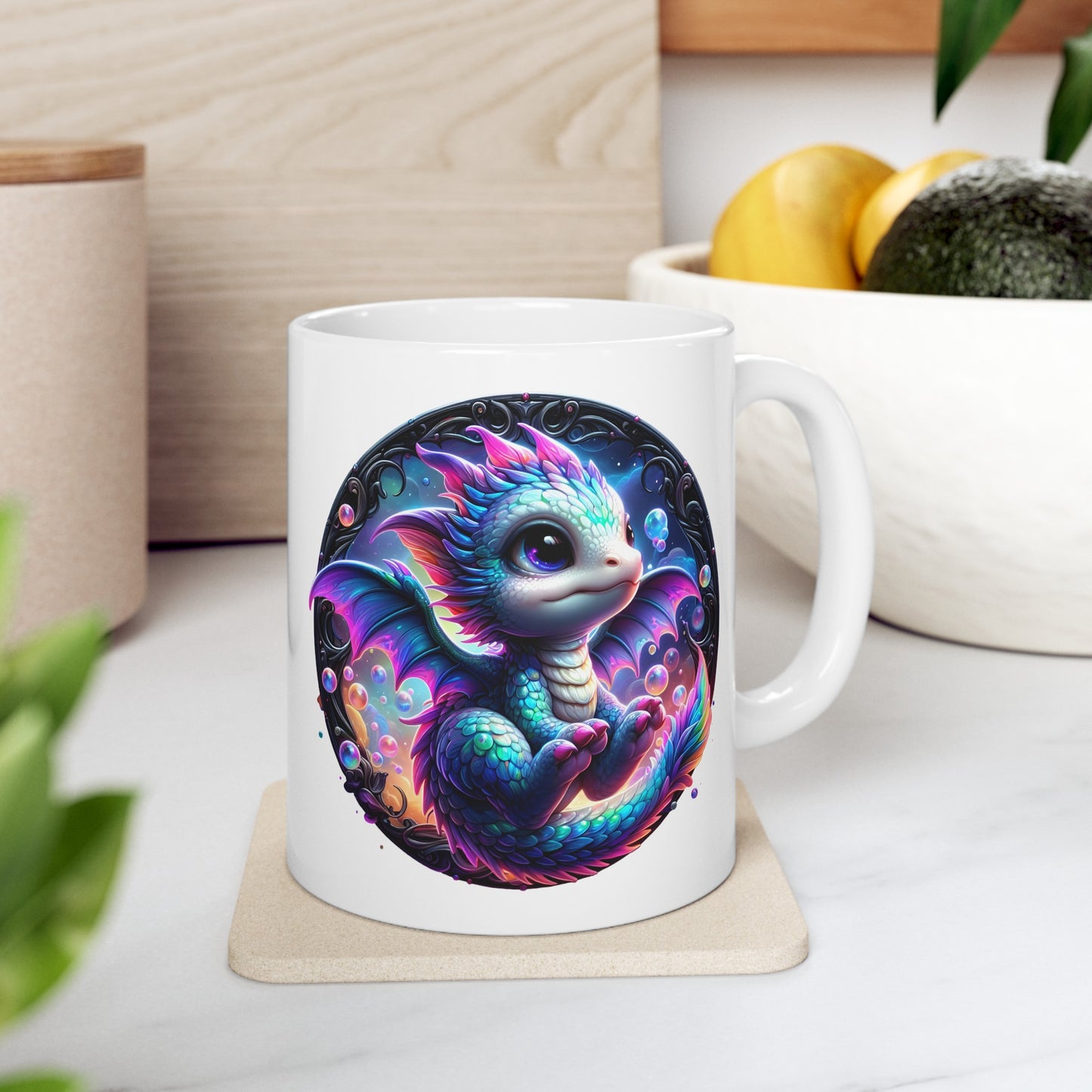 Baby Dragon Coffee Mug - Colorful Fantasy Art Cup, 11oz and 15 oz sizes - Perfect Gift for Dragon Lovers