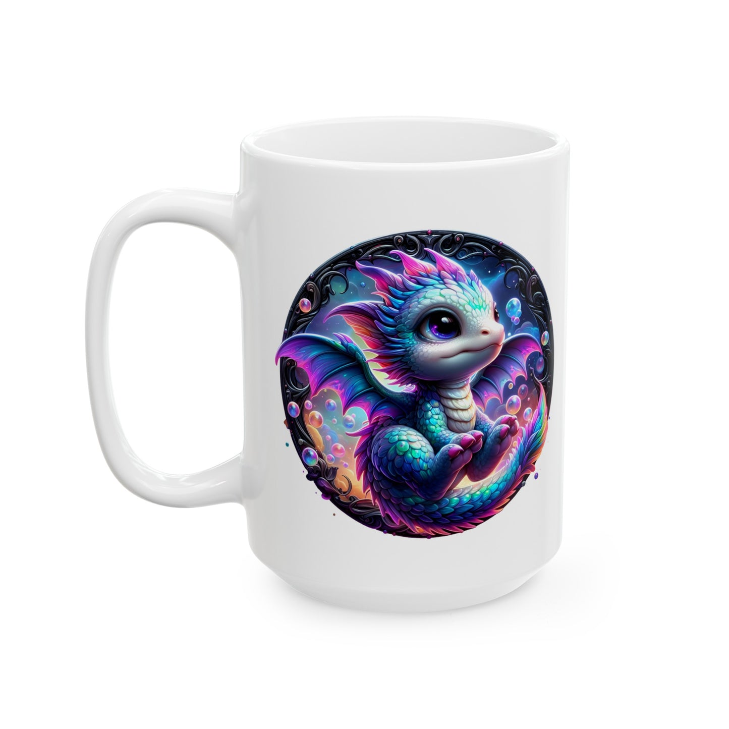 Baby Dragon Coffee Mug - Colorful Fantasy Art Cup, 11oz and 15 oz sizes - Perfect Gift for Dragon Lovers