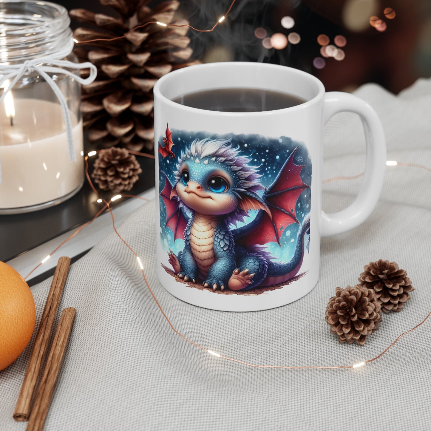 Baby Dragon Coffee Mug - Colorful Fantasy Art Cup, 11oz and 15 oz sizes - Perfect Gift for Dragon Lovers