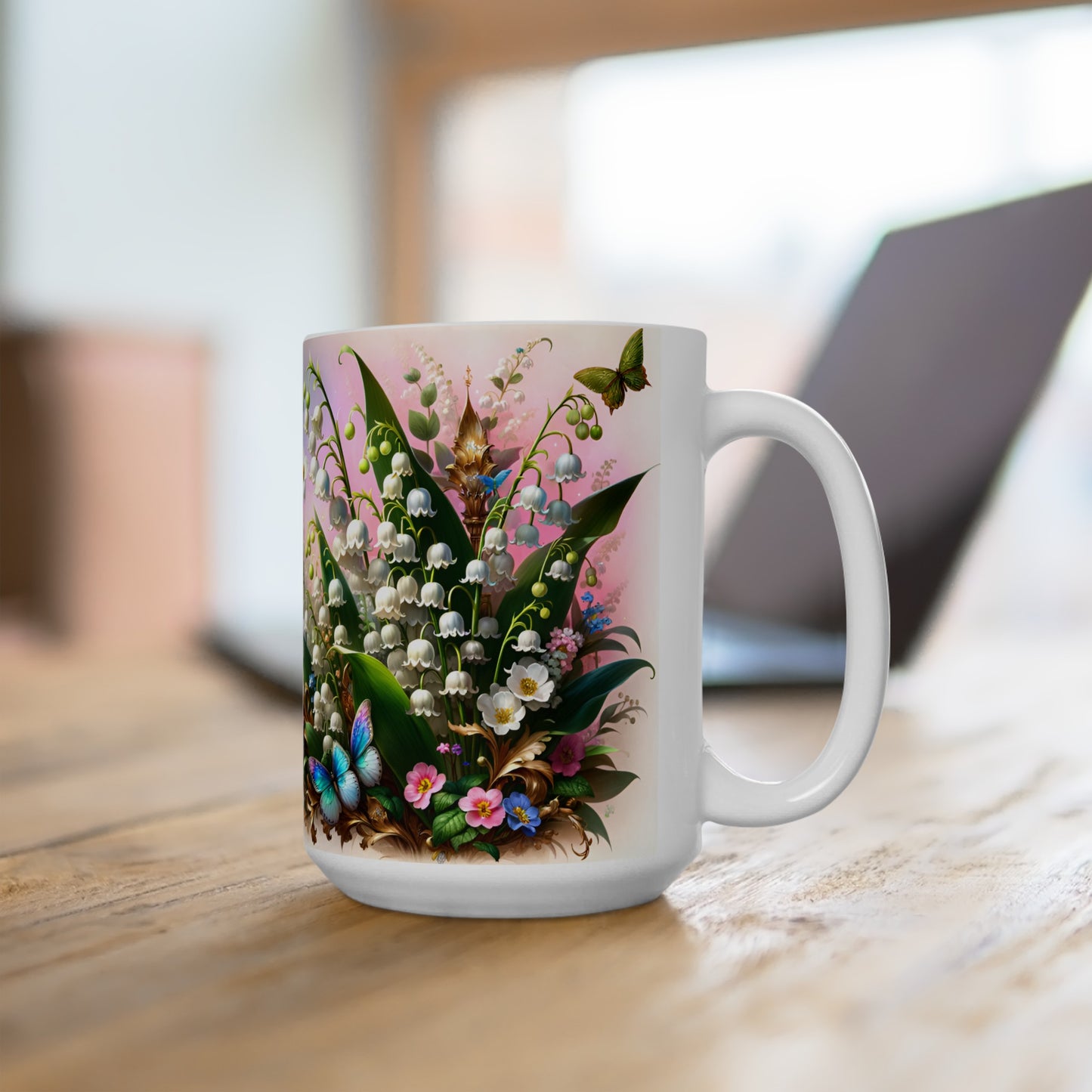 Birth Flower Mug, May - Lily of the Valley, Return to Happiness