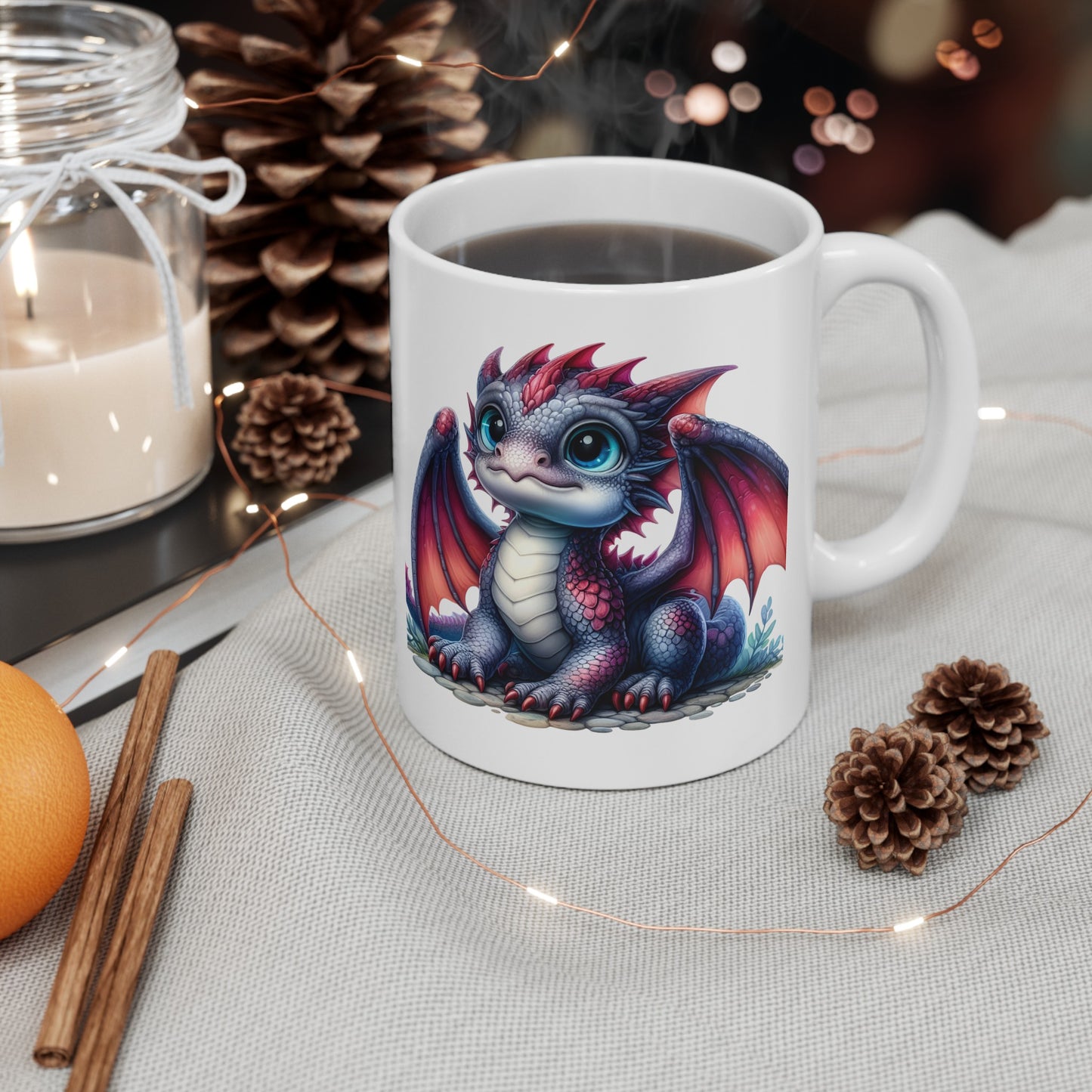 Baby Dragon Coffee Mug - Colorful Fantasy Art Cup, 11oz and 15 oz sizes - Perfect Gift for Dragon Lovers