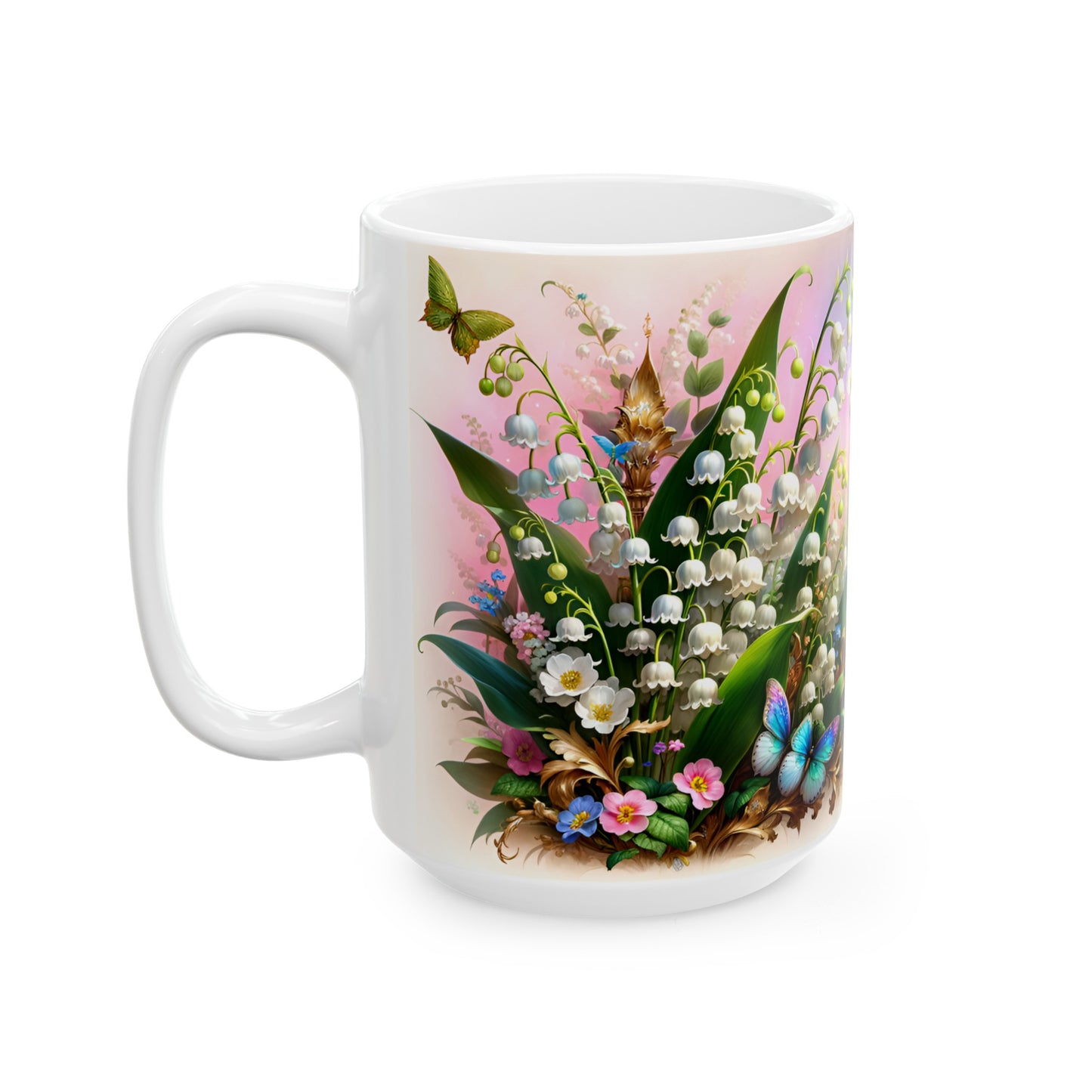 Birth Flower Mug, May - Lily of the Valley, Return to Happiness