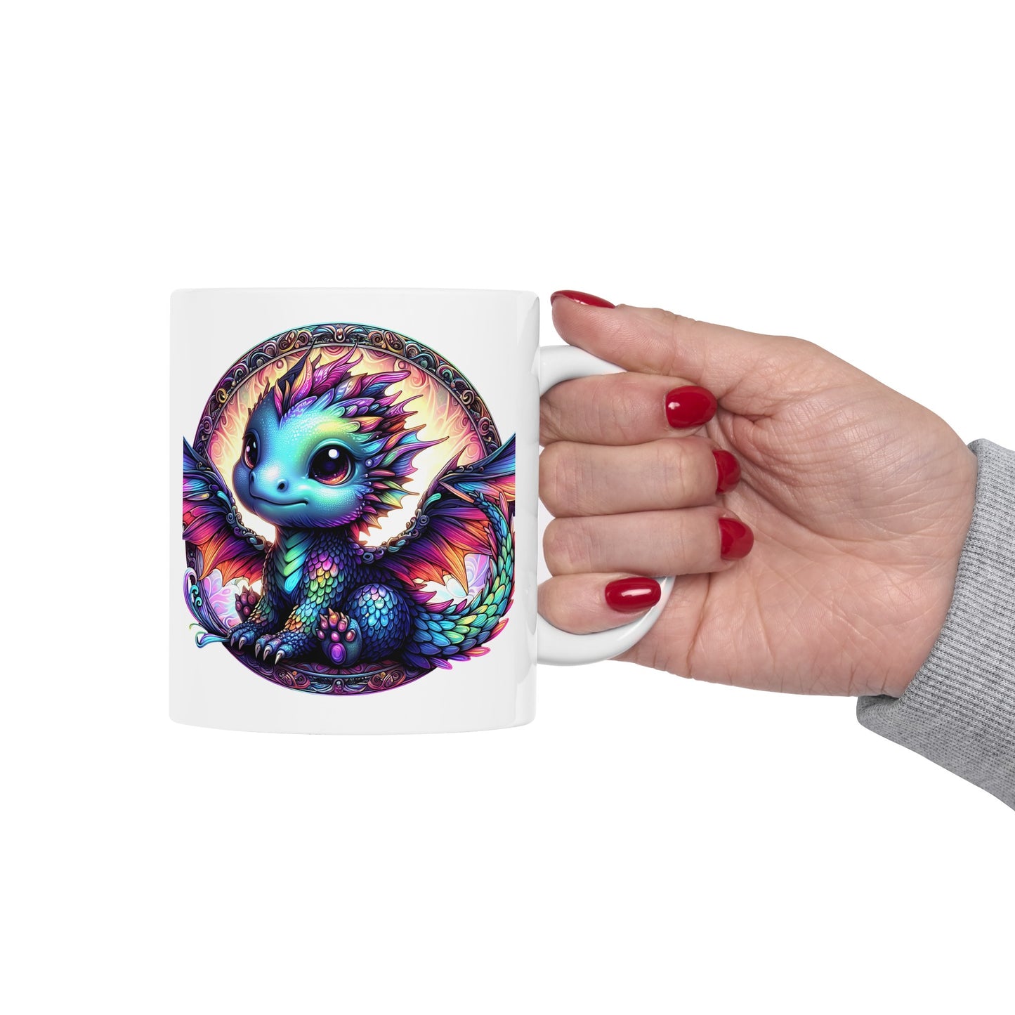 Baby Dragon Coffee Mug - Colorful Fantasy Art Cup, 11oz and 15 oz sizes - Perfect Gift for Dragon Lovers