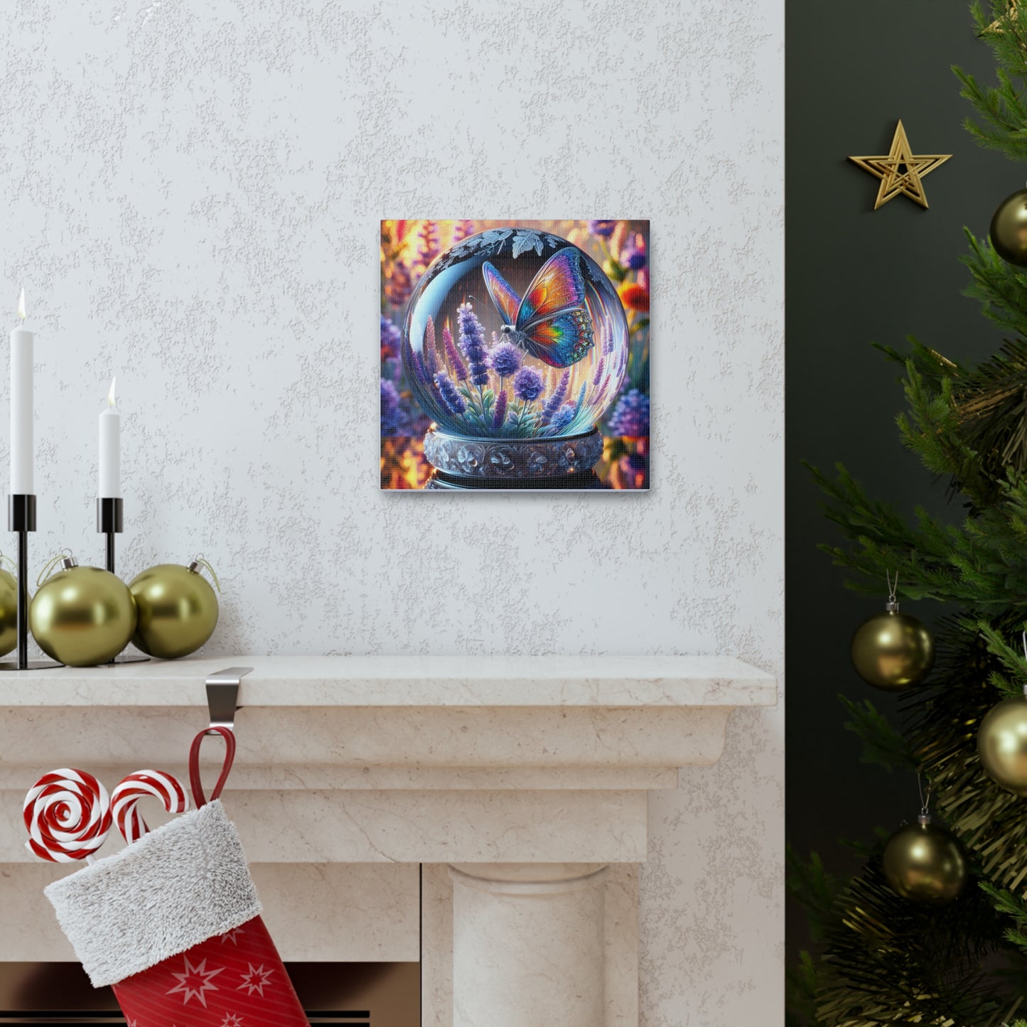 Butterfly Canvas Print - Vibrant Floral Decor, Enchanted Crystal Design