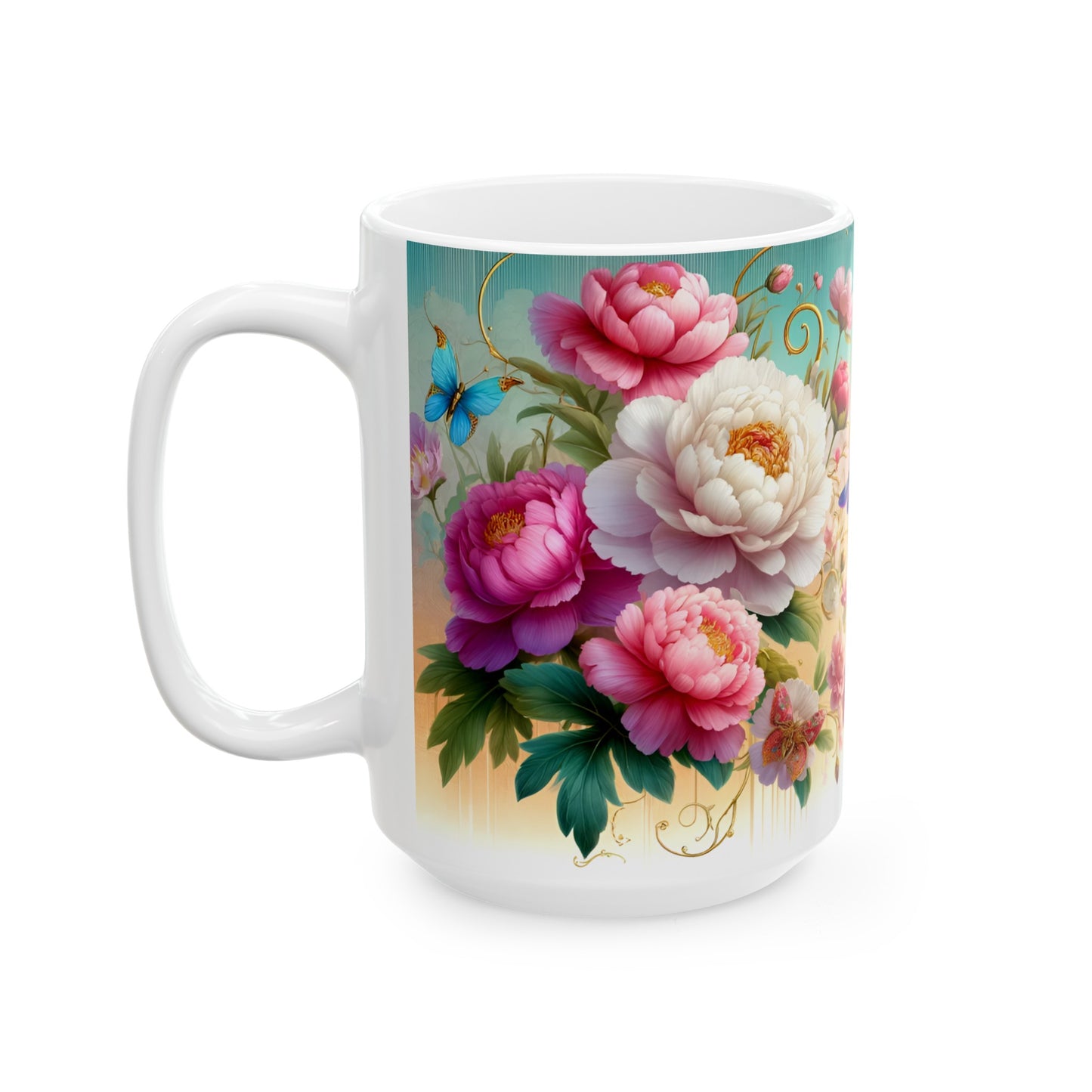 Birth Flower Mug, November - Peony, Good Fortune and Prosperity