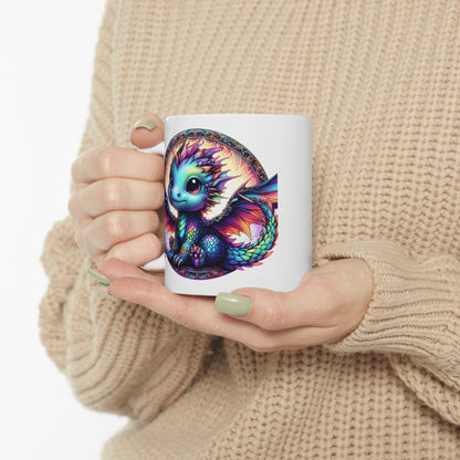 Baby Dragon Coffee Mug - Colorful Fantasy Art Cup, 11oz and 15 oz sizes - Perfect Gift for Dragon Lovers