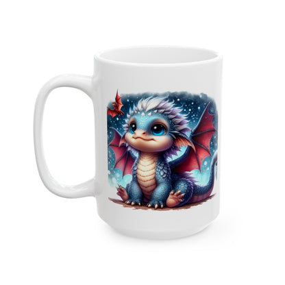 Baby Dragon Coffee Mug - Colorful Fantasy Art Cup, 11oz and 15 oz sizes - Perfect Gift for Dragon Lovers