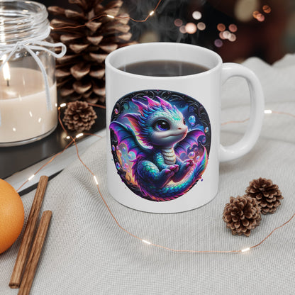 Baby Dragon Coffee Mug - Colorful Fantasy Art Cup, 11oz and 15 oz sizes - Perfect Gift for Dragon Lovers