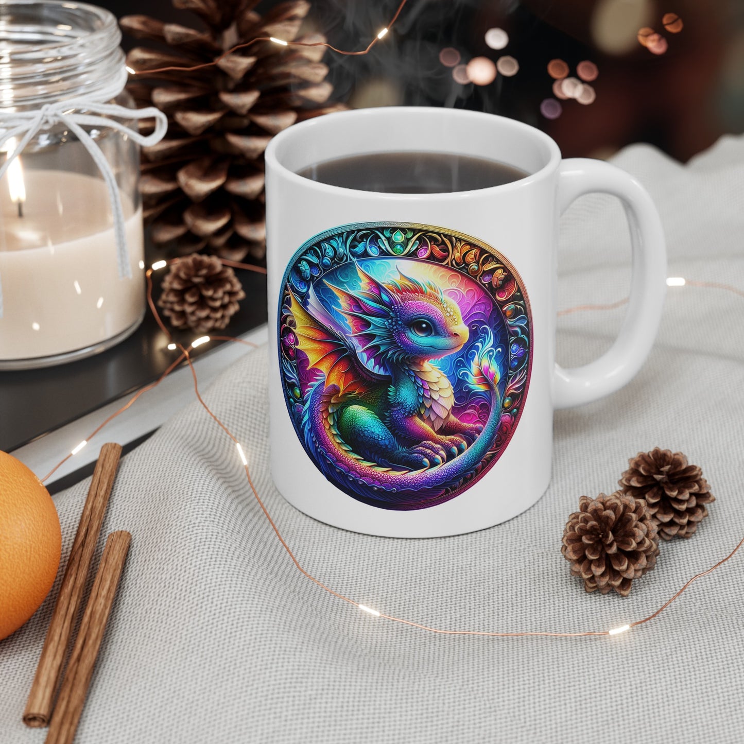 Baby Dragon Coffee Mug - Colorful Fantasy Art Cup, 11oz and 15 oz sizes - Perfect Gift for Dragon Lovers