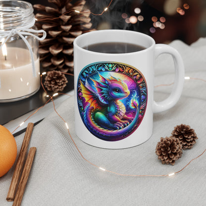 Baby Dragon Coffee Mug - Colorful Fantasy Art Cup, 11oz and 15 oz sizes - Perfect Gift for Dragon Lovers