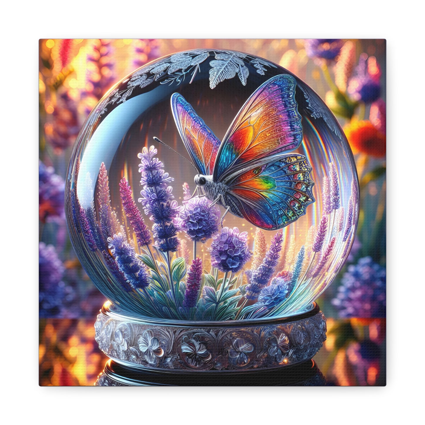 Butterfly Canvas Print - Vibrant Floral Decor, Enchanted Crystal Design