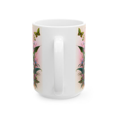 Birth Flower Mug, May - Lily of the Valley, Return to Happiness