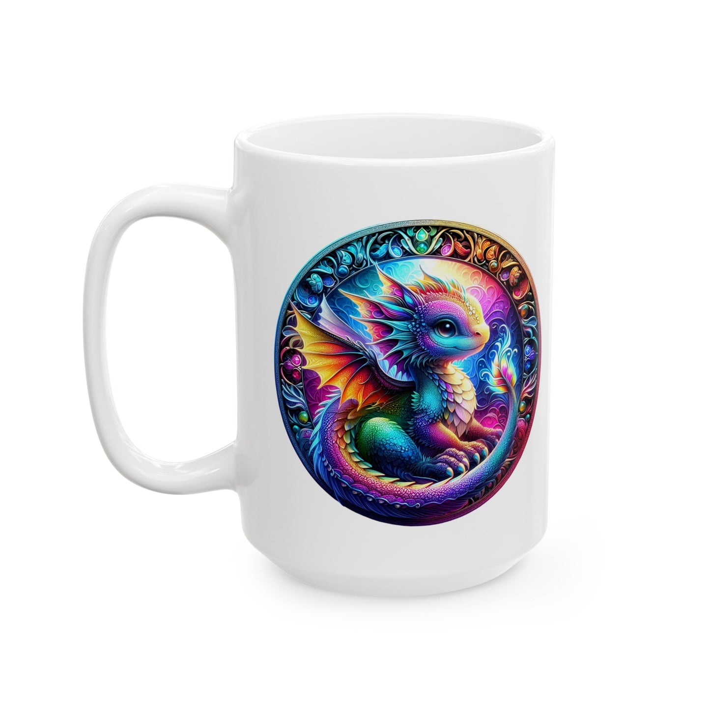 Baby Dragon Coffee Mug - Colorful Fantasy Art Cup, 11oz and 15 oz sizes - Perfect Gift for Dragon Lovers