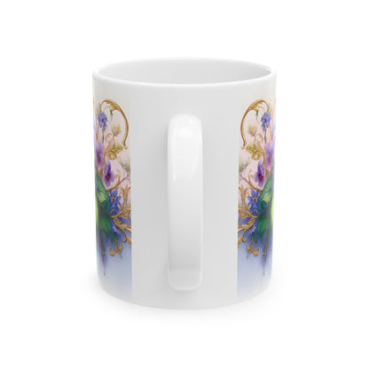 Birth Flower Mug, February - Violet, Symbol of Faithfulness