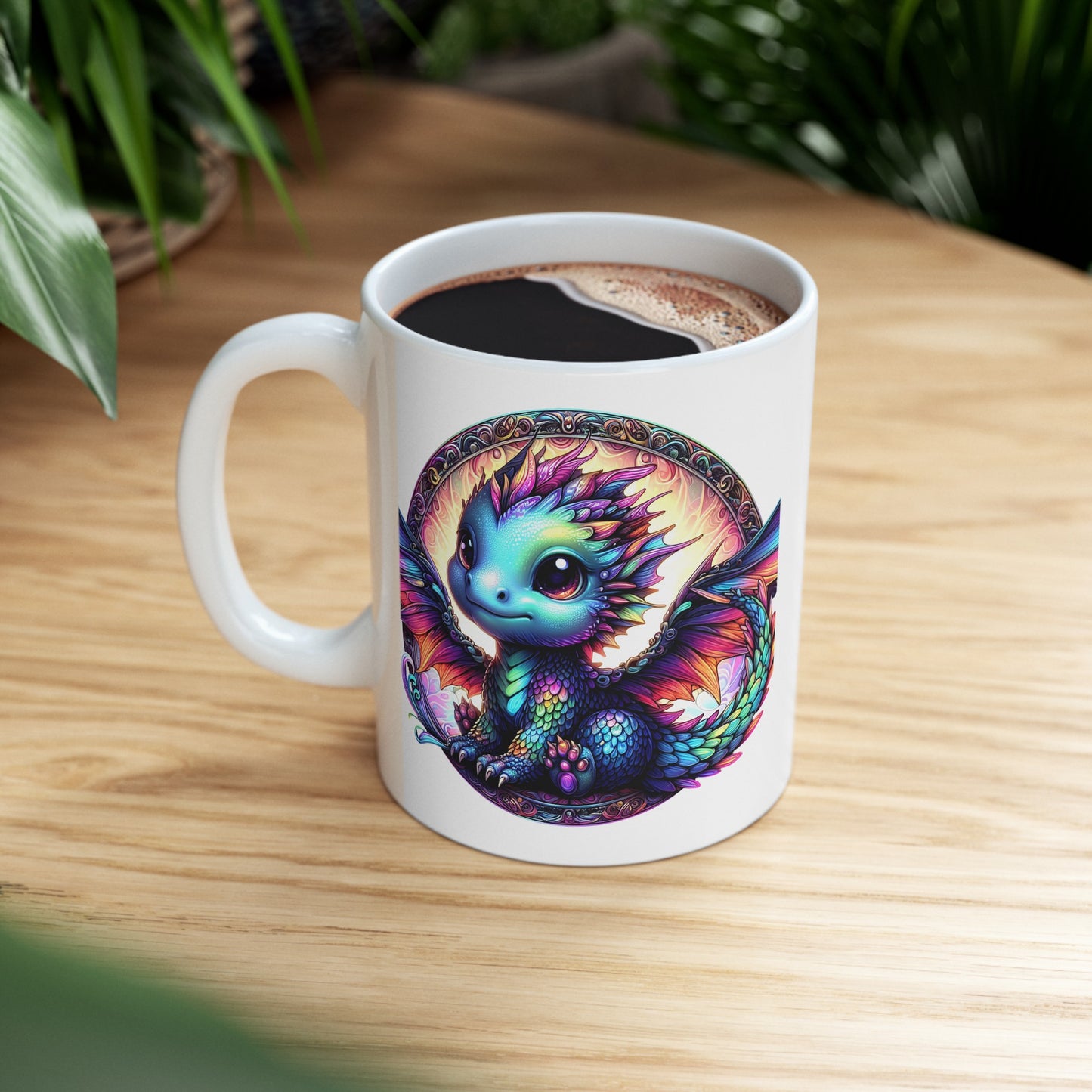 Baby Dragon Coffee Mug - Colorful Fantasy Art Cup, 11oz and 15 oz sizes - Perfect Gift for Dragon Lovers