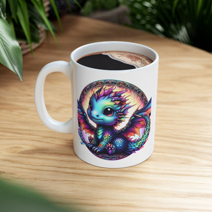 Baby Dragon Coffee Mug - Colorful Fantasy Art Cup, 11oz and 15 oz sizes - Perfect Gift for Dragon Lovers
