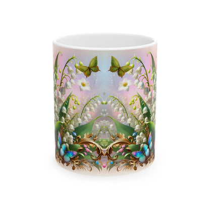 Birth Flower Mug, May - Lily of the Valley, Return to Happiness