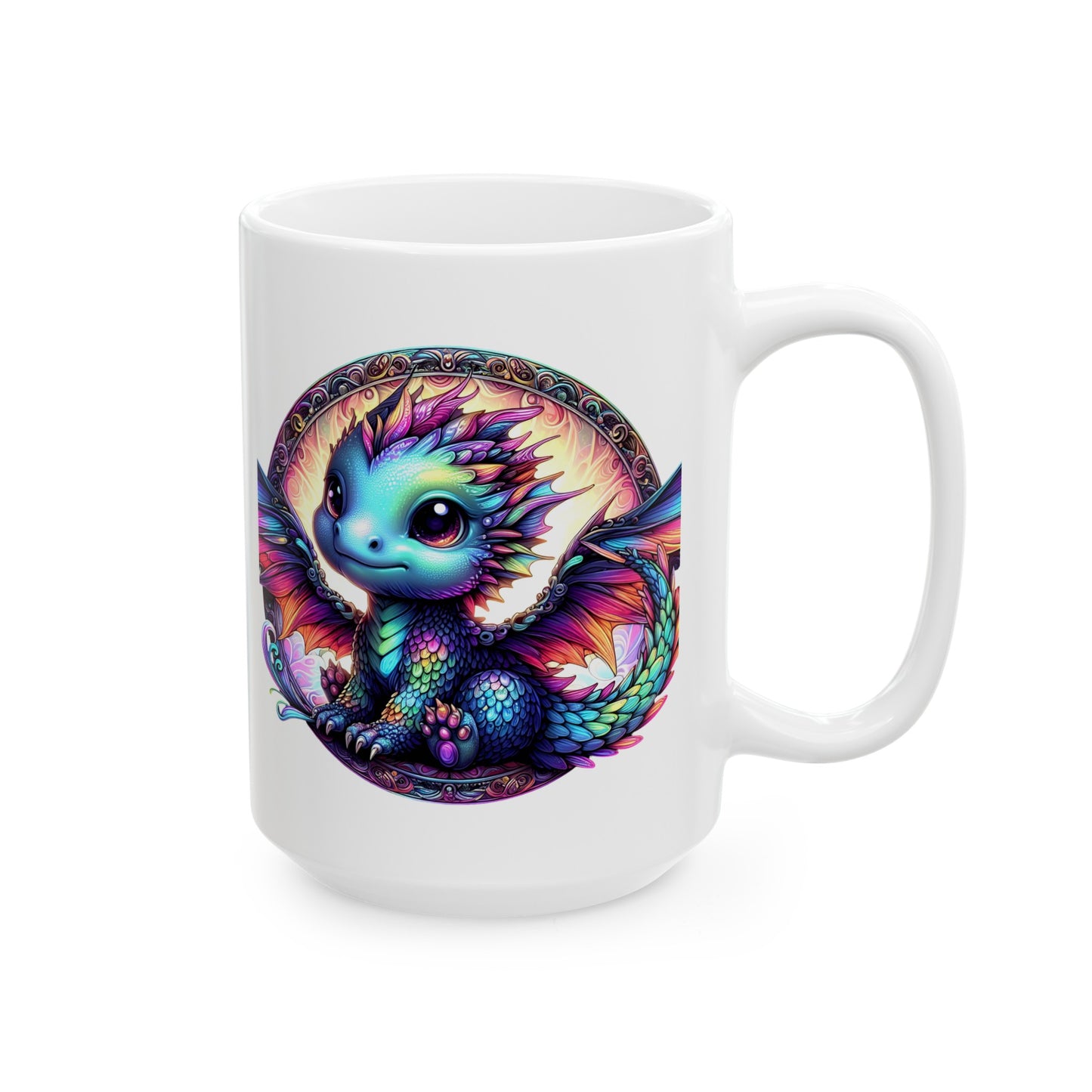 Baby Dragon Coffee Mug - Colorful Fantasy Art Cup, 11oz and 15 oz sizes - Perfect Gift for Dragon Lovers