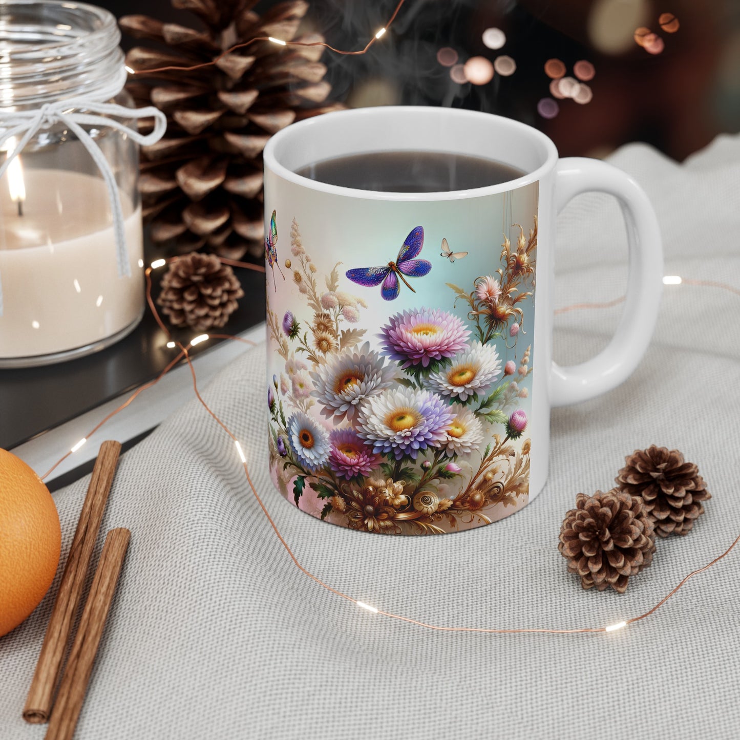 Birth Flower Mug, September - Aster, Blossom of Wisdom