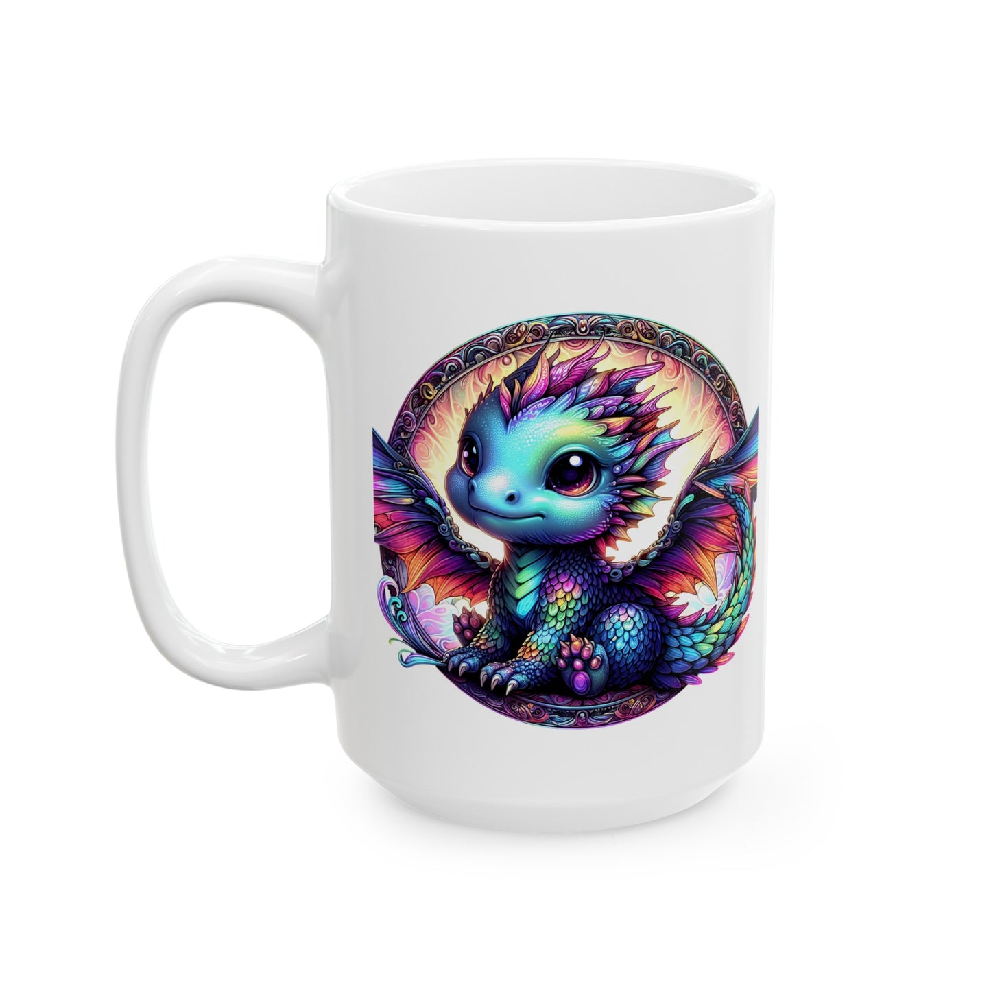 Baby Dragon Coffee Mug - Colorful Fantasy Art Cup, 11oz and 15 oz sizes - Perfect Gift for Dragon Lovers