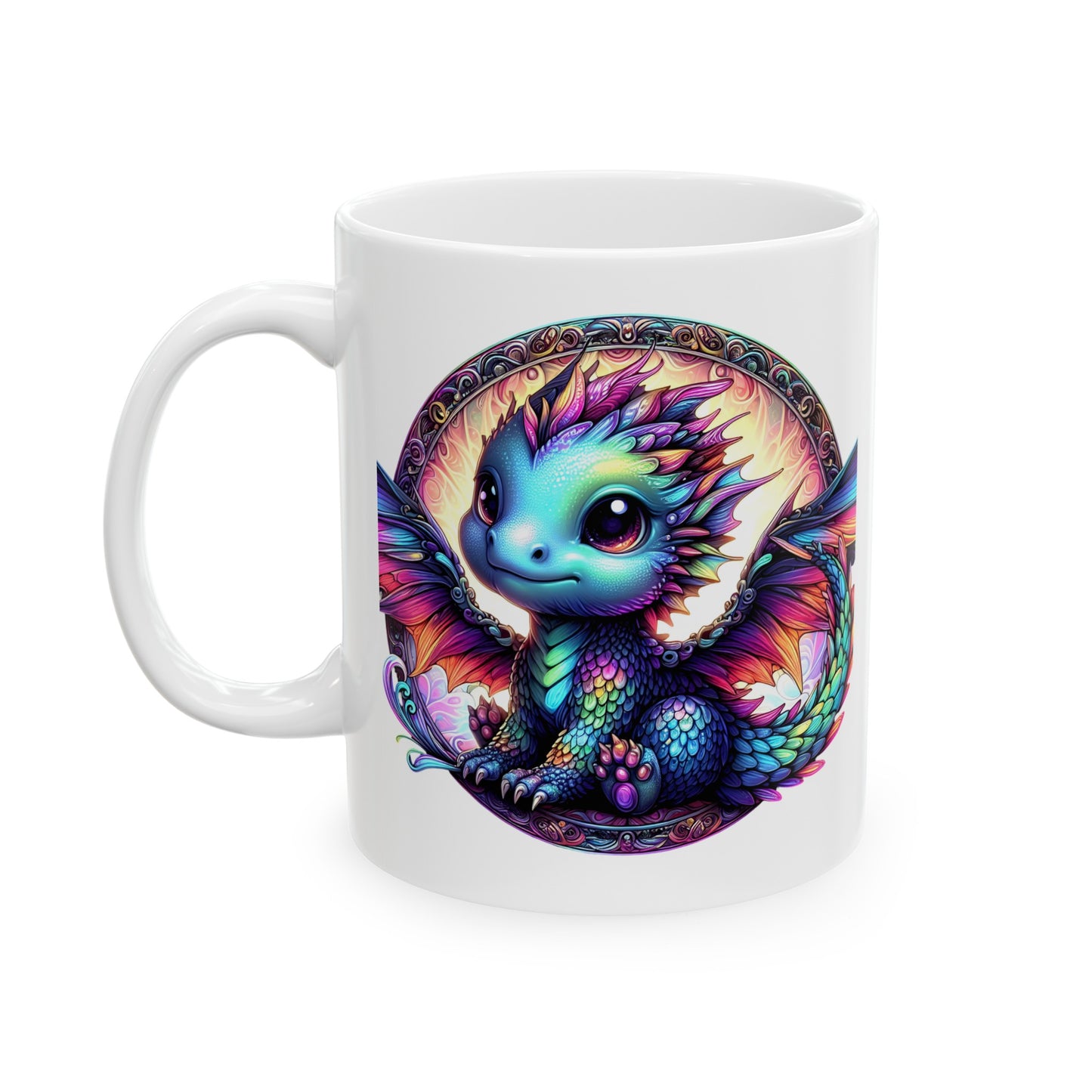 Baby Dragon Coffee Mug - Colorful Fantasy Art Cup, 11oz and 15 oz sizes - Perfect Gift for Dragon Lovers