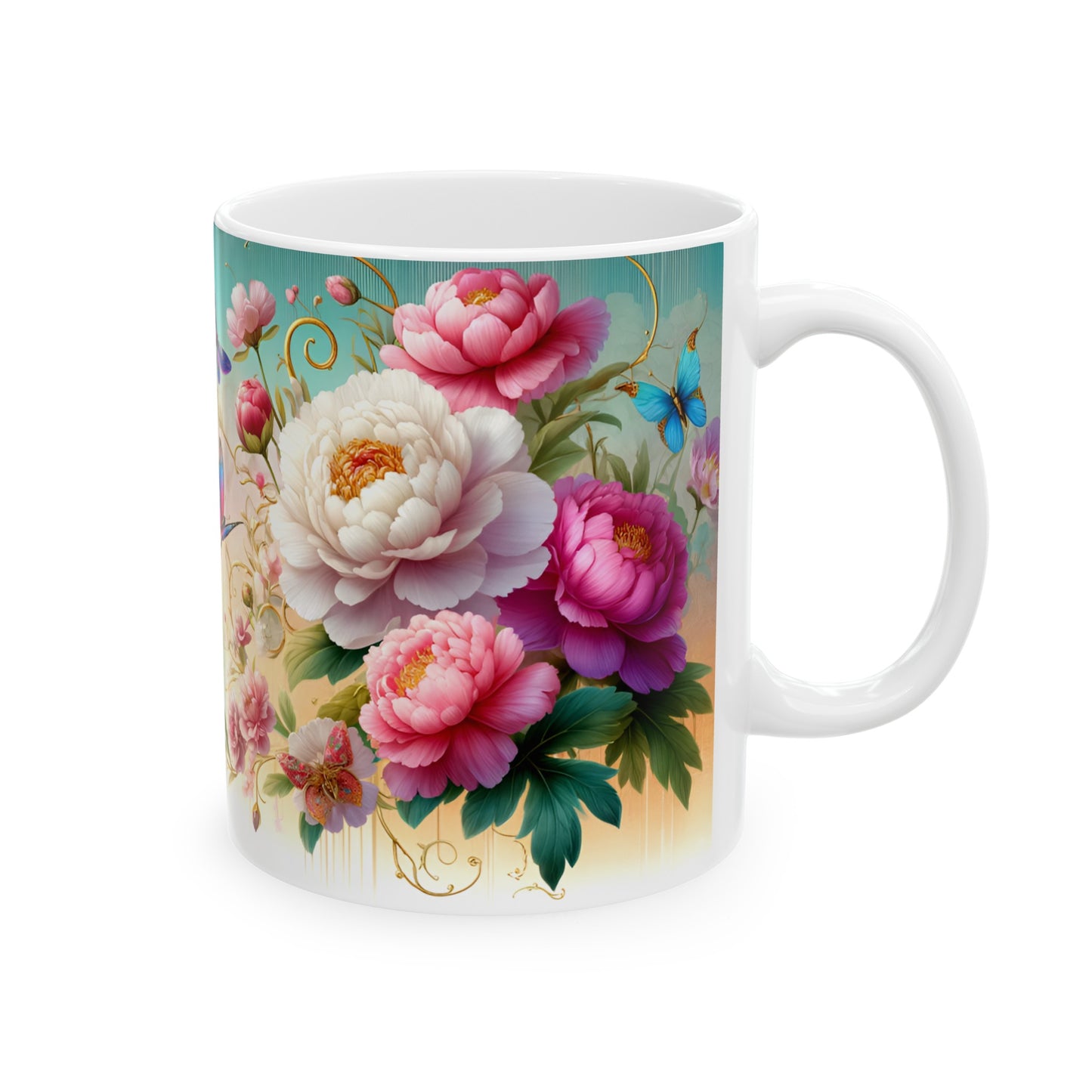 Birth Flower Mug, November - Peony, Good Fortune and Prosperity
