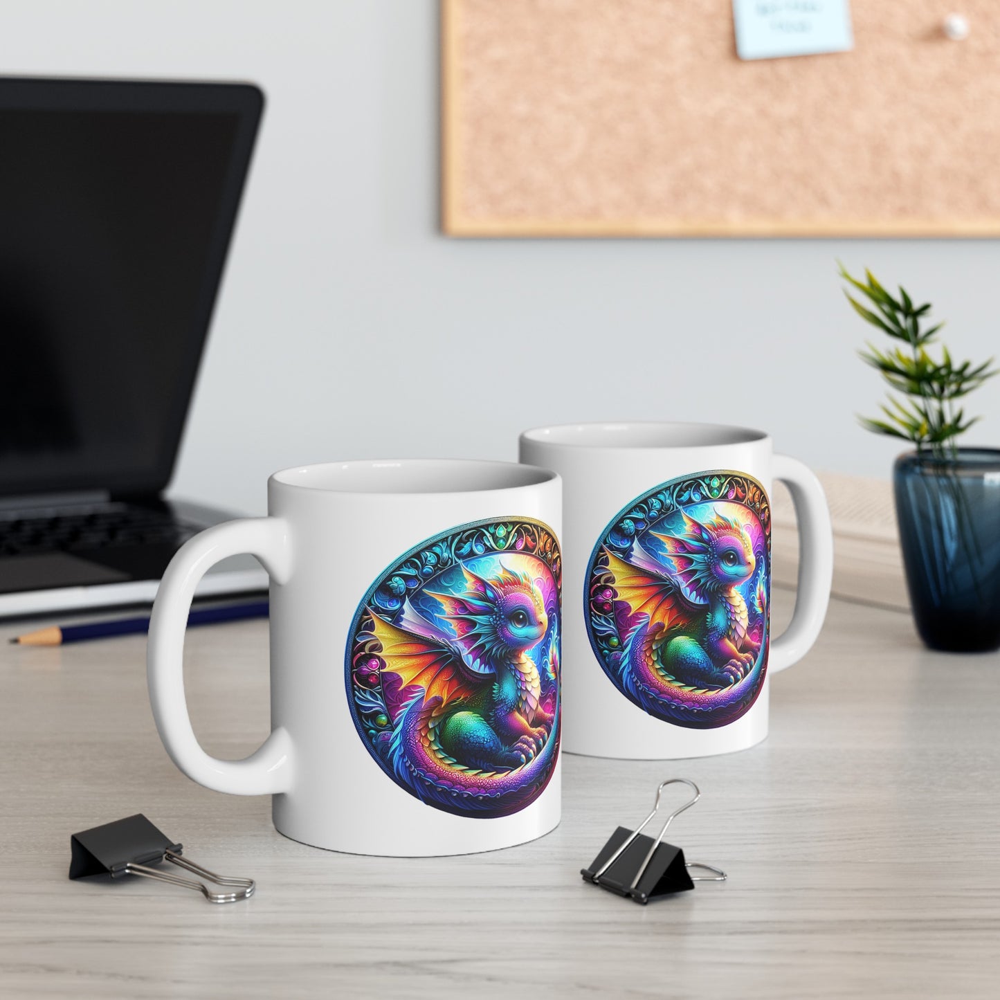 Baby Dragon Coffee Mug - Colorful Fantasy Art Cup, 11oz and 15 oz sizes - Perfect Gift for Dragon Lovers