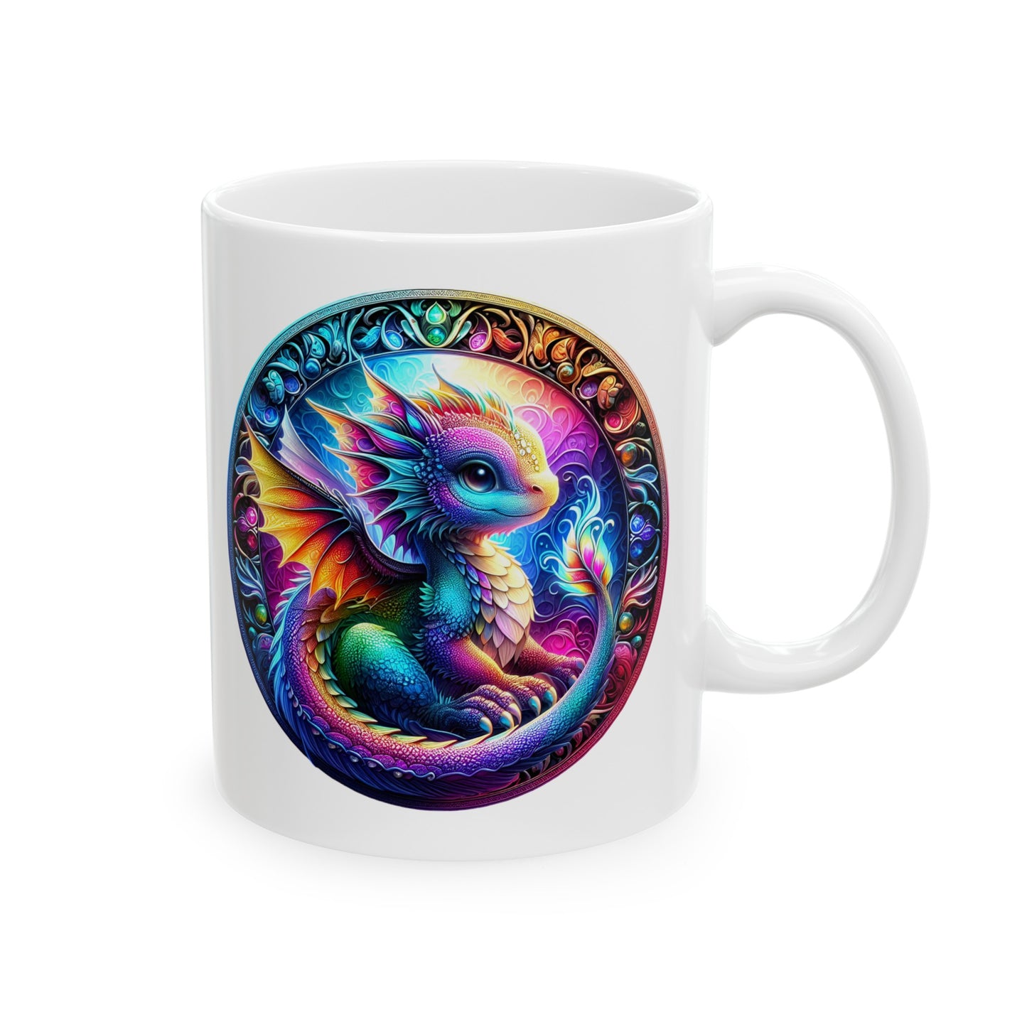 Baby Dragon Coffee Mug - Colorful Fantasy Art Cup, 11oz and 15 oz sizes - Perfect Gift for Dragon Lovers