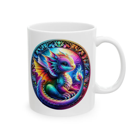 Baby Dragon Coffee Mug - Colorful Fantasy Art Cup, 11oz and 15 oz sizes - Perfect Gift for Dragon Lovers