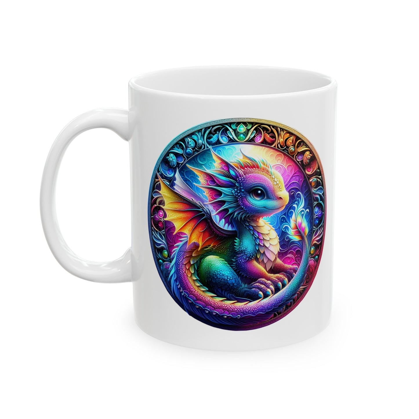 Baby Dragon Coffee Mug - Colorful Fantasy Art Cup, 11oz and 15 oz sizes - Perfect Gift for Dragon Lovers