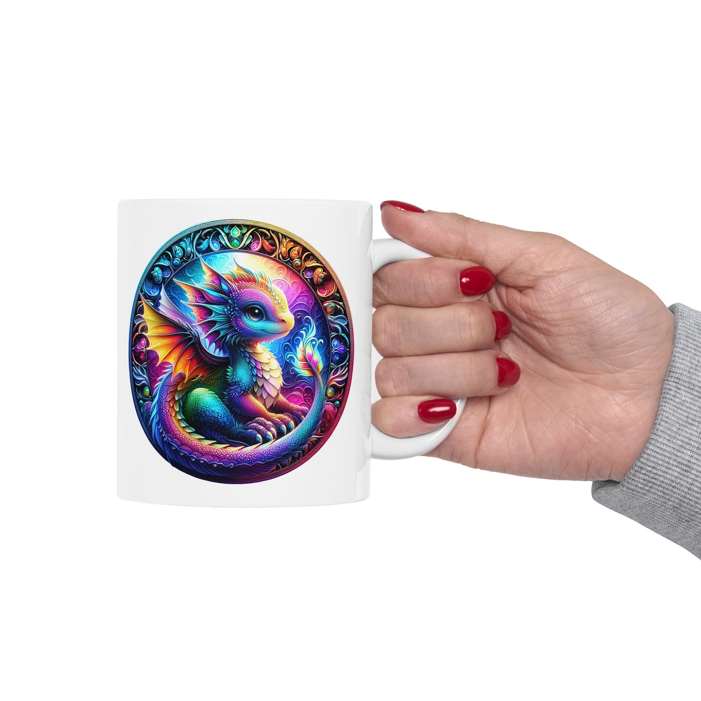 Baby Dragon Coffee Mug - Colorful Fantasy Art Cup, 11oz and 15 oz sizes - Perfect Gift for Dragon Lovers