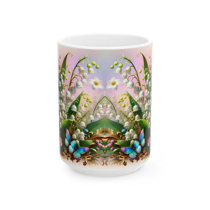 Birth Flower Mug, May - Lily of the Valley, Return to Happiness
