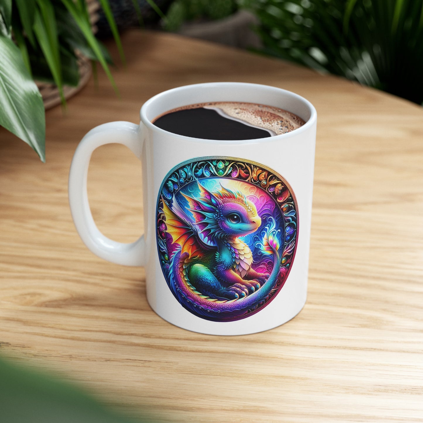 Baby Dragon Coffee Mug - Colorful Fantasy Art Cup, 11oz and 15 oz sizes - Perfect Gift for Dragon Lovers