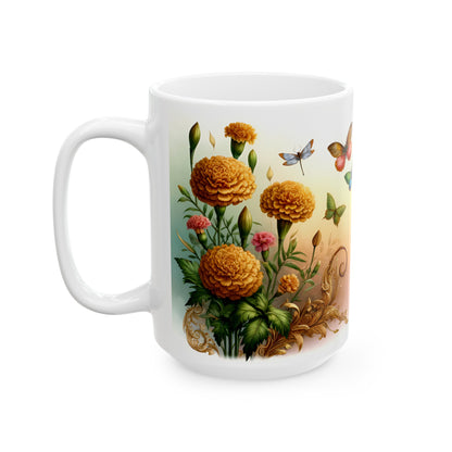 Birth Flower Mug, October - Marigold, Radiance of Passion