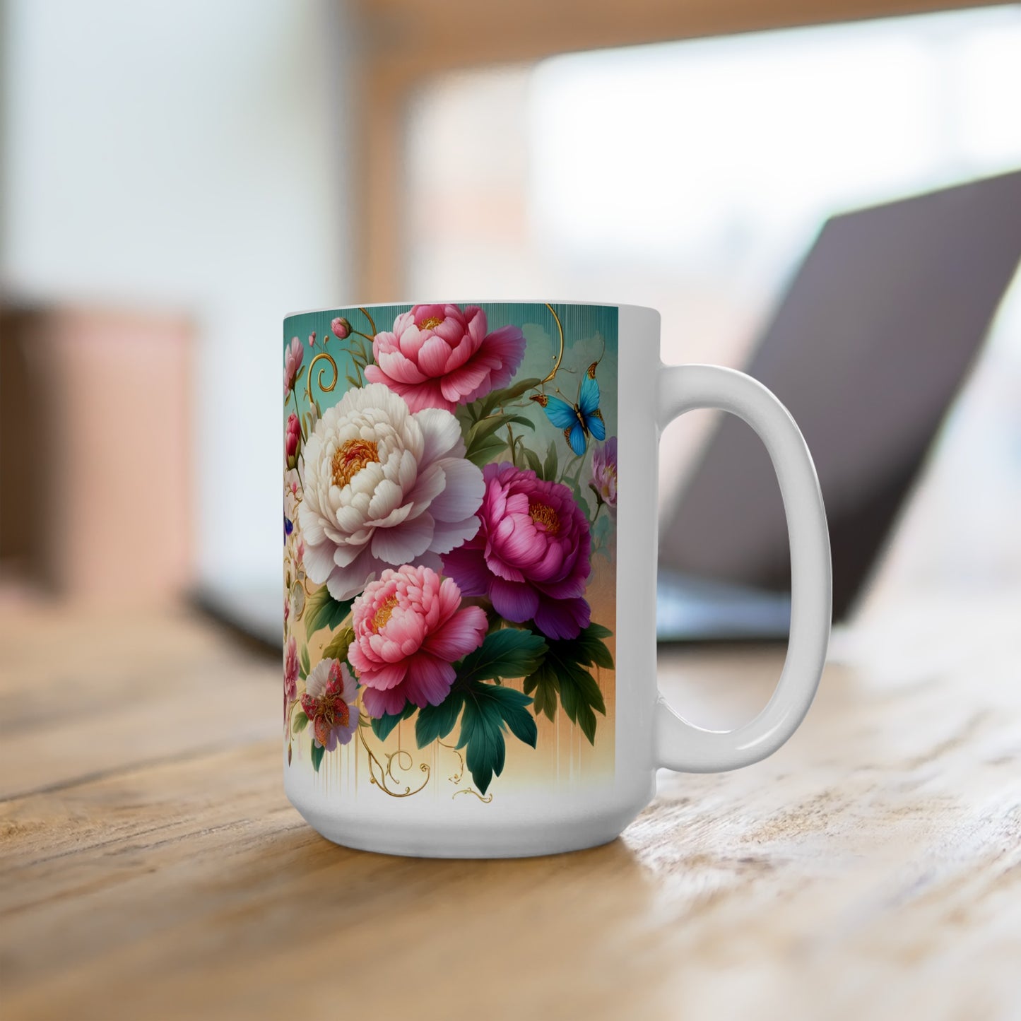 Birth Flower Mug, November - Peony, Good Fortune and Prosperity