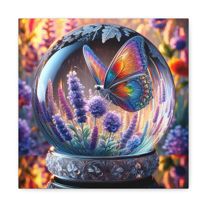 Butterfly Canvas Print - Vibrant Floral Decor, Enchanted Crystal Design