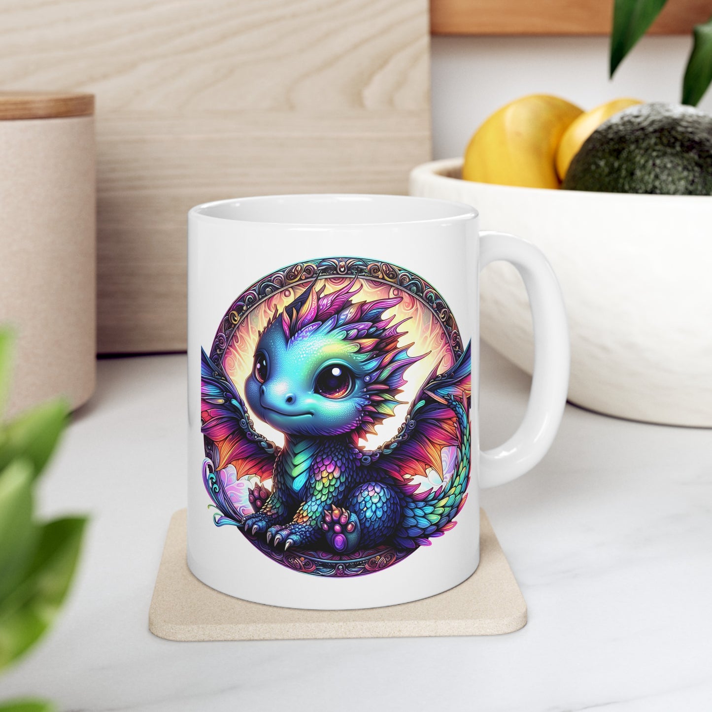 Baby Dragon Coffee Mug - Colorful Fantasy Art Cup, 11oz and 15 oz sizes - Perfect Gift for Dragon Lovers