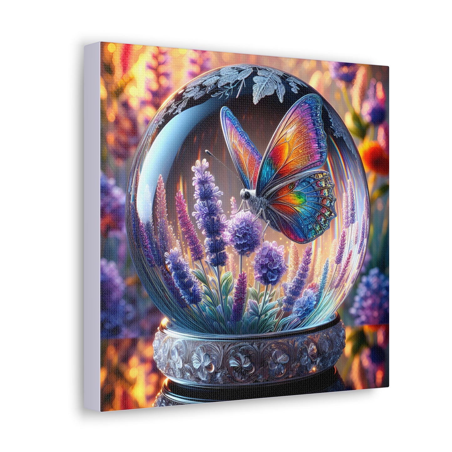 Butterfly Canvas Print - Vibrant Floral Decor, Enchanted Crystal Design