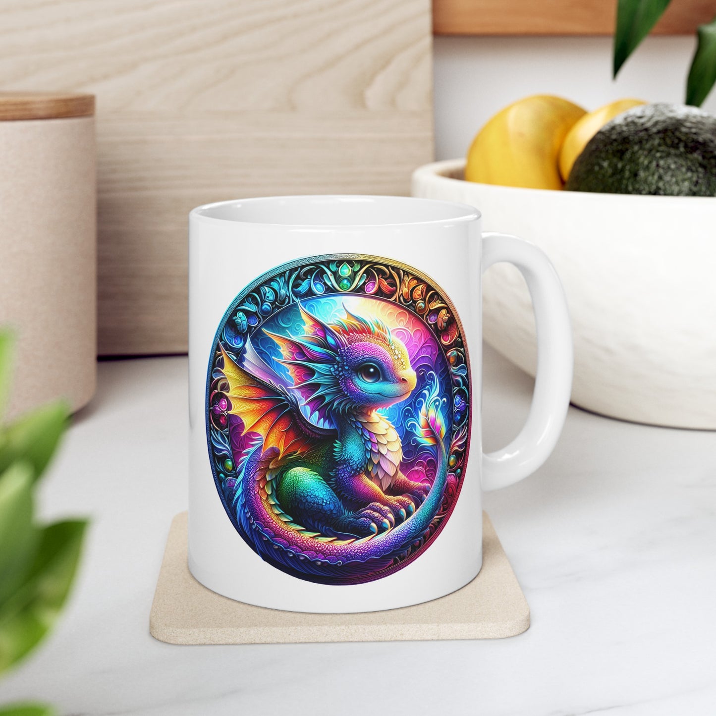 Baby Dragon Coffee Mug - Colorful Fantasy Art Cup, 11oz and 15 oz sizes - Perfect Gift for Dragon Lovers