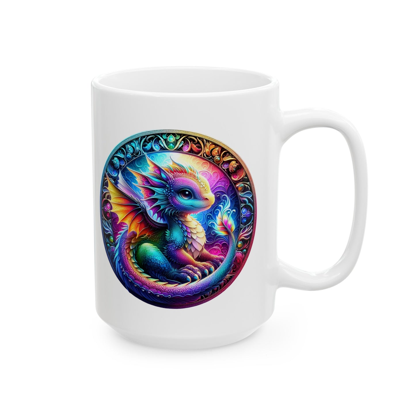 Baby Dragon Coffee Mug - Colorful Fantasy Art Cup, 11oz and 15 oz sizes - Perfect Gift for Dragon Lovers