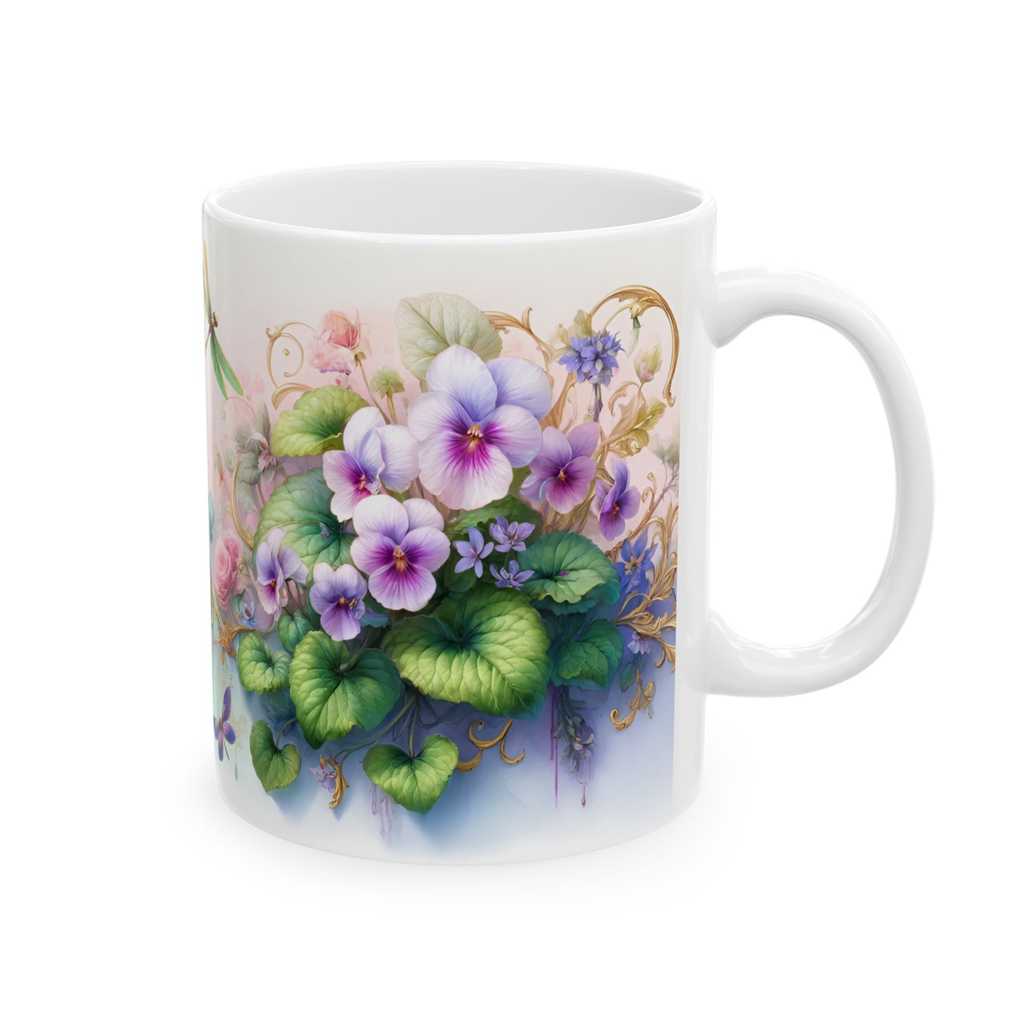 Birth Flower Mug, February - Violet, Symbol of Faithfulness