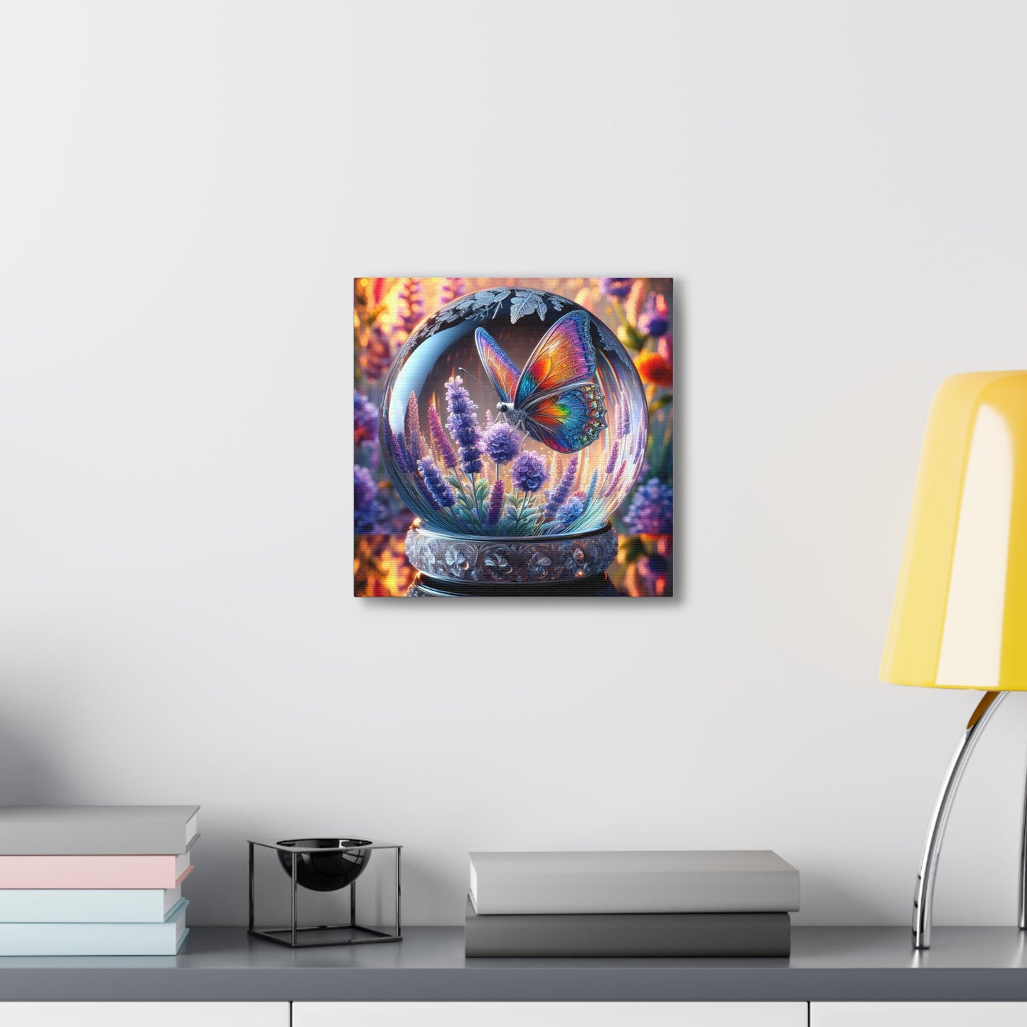 Butterfly Canvas Print - Vibrant Floral Decor, Enchanted Crystal Design