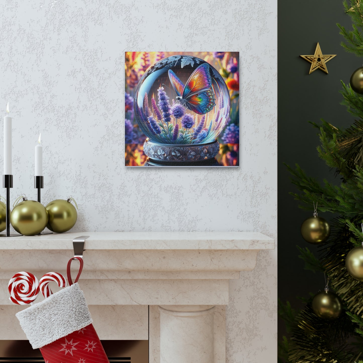 Butterfly Canvas Print - Vibrant Floral Decor, Enchanted Crystal Design