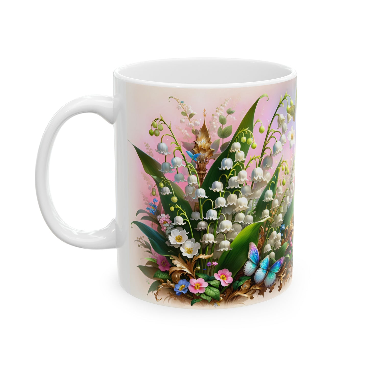 Birth Flower Mug, May - Lily of the Valley, Return to Happiness