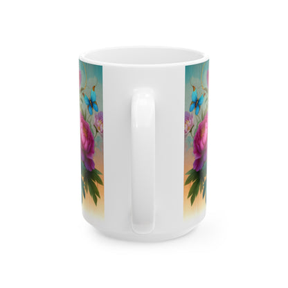 Birth Flower Mug, November - Peony, Good Fortune and Prosperity